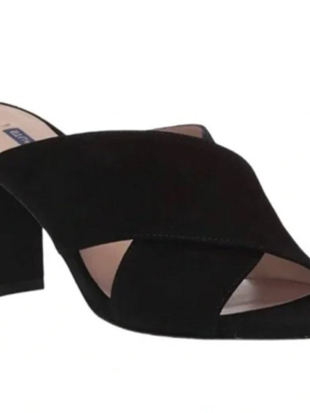 BRAND NEW - STUART WEITZMAN GALENE SUEDE CRISS CROSS BLOCK MULE SLIDE BLACK  9.5